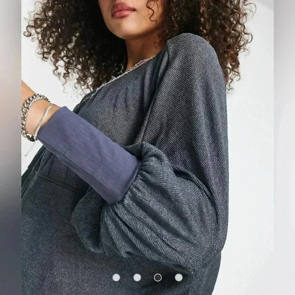 FREE PEOPLE boho Marla knit jersey button down Henley top XS - Picture 2 of 12